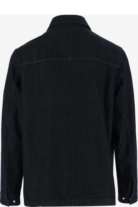 メンズ Yves Salomonのコート＆ジャケット Yves Salomon Denim Jacket With Leather Application