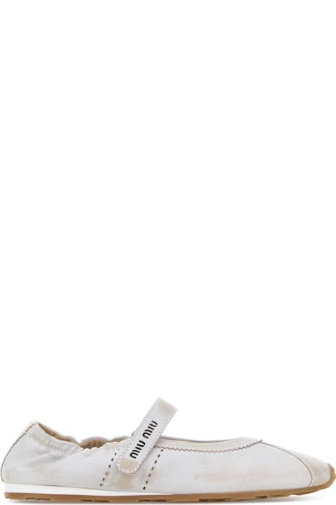Miu Miu White Leather Ballerinas