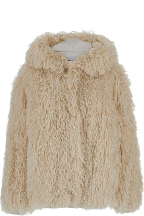 MSGM Coats & Jackets for Women MSGM Beige Single-breasted Jacket With Hood In Faux Fur Woman