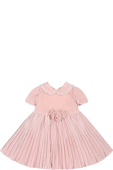 Monnalisa for Kids Monnalisa Pink Dress For Baby Girl With Rose