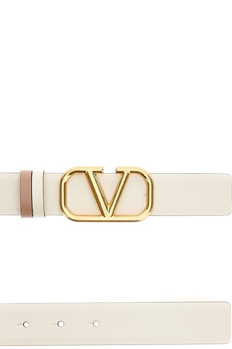 ウィメンズ Valentino Garavaniのアクセサリー Valentino Garavani Ivory Leather Reversible Belt