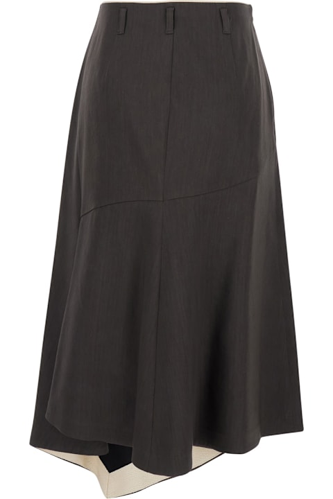 Tela for Women Tela 'sweet' Brown Asymmetric Skirt With Side Zip Closure In Linen And Viscose Blend Woman