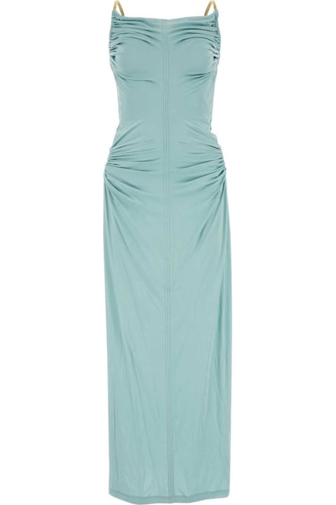 آخر صيحات الموضة من السيدات Bottega Veneta Sea Green Viscose Long Dress