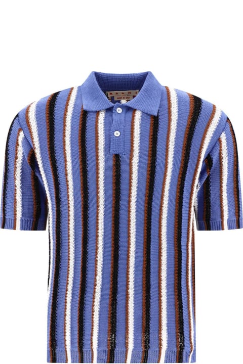 メンズ シャツ Marni Striped Crocheted Polo Shirt