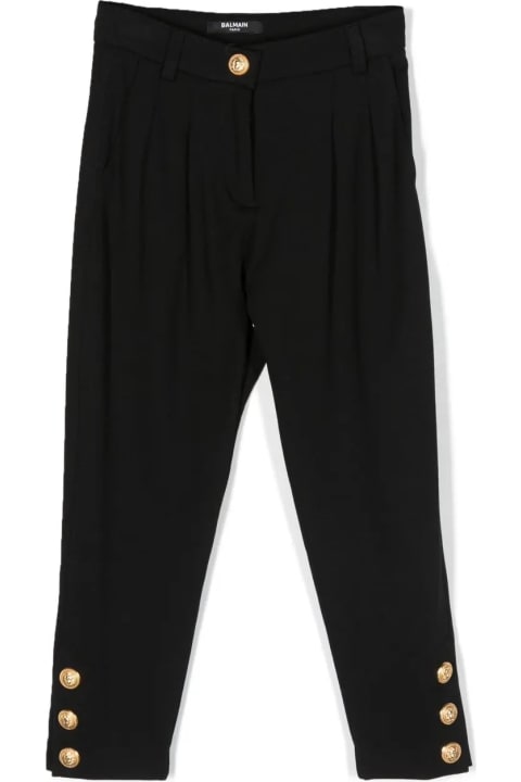 Fashion for Kids Balmain Black High Waist Pants With Gold Embossed Buttons