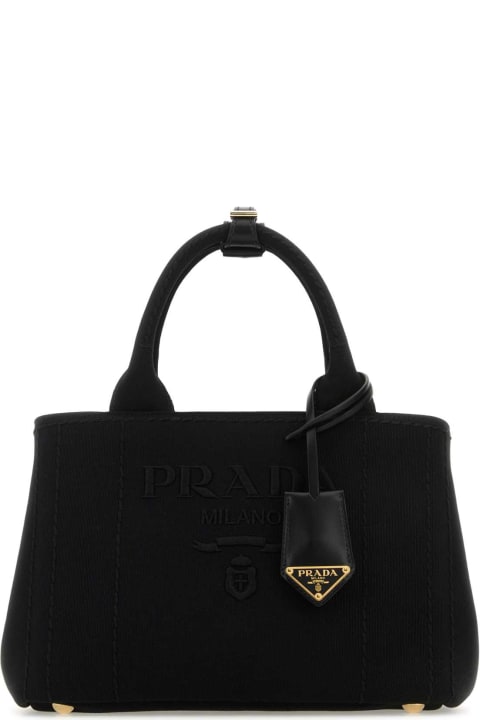 Prada Totes for Women Prada Black Canvas Shopping Bag