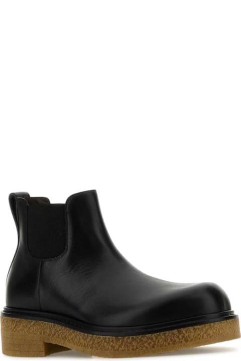 أحذية برقبة لـ القسم الرجالي Bottega Veneta Black Leather Haddock Ankle Boots