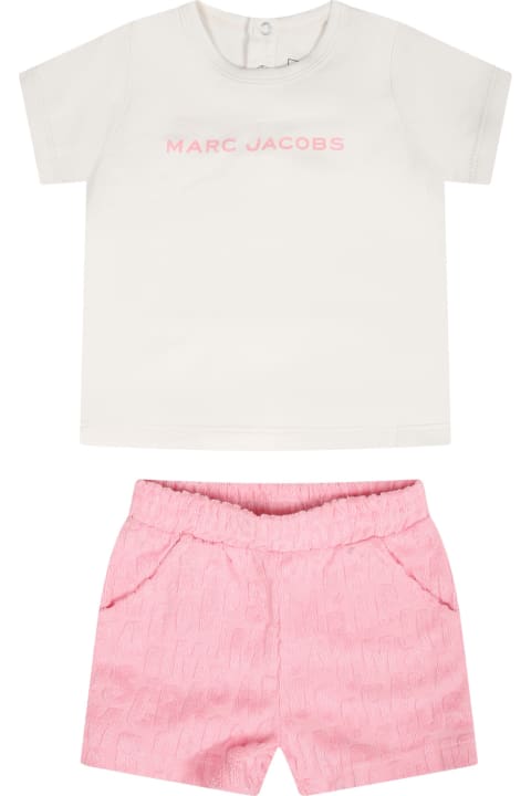 Marc Jacobs Bottoms for Baby Girls Marc Jacobs Pink Set For Baby Girl With Logo