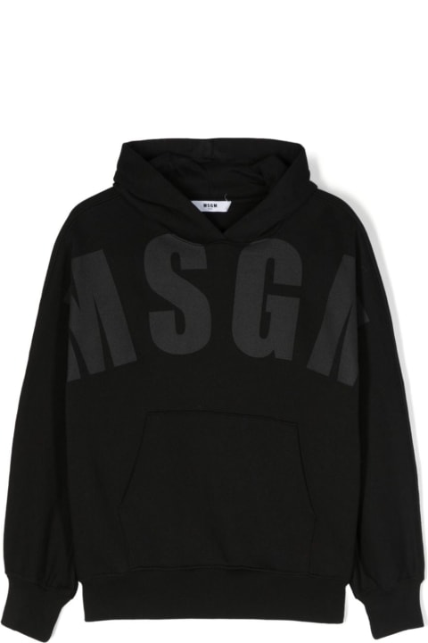 Sweaters & Sweatshirts for Boys MSGM Msgm Felpa Nera In Cotone Con Cappuccio Bambino