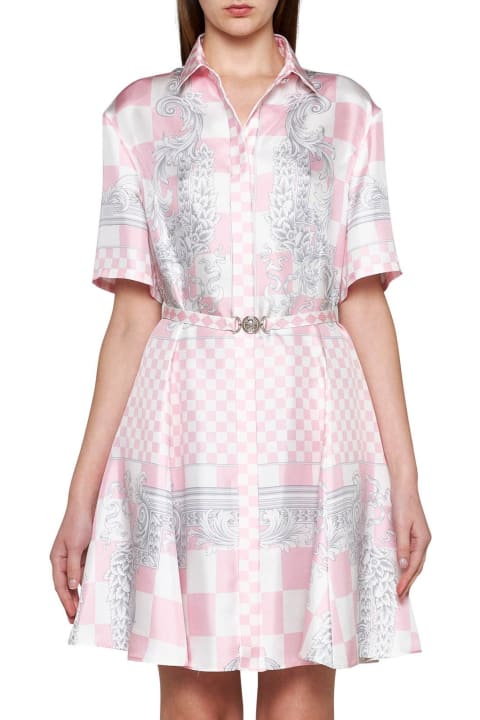 Versace Sale for Women Versace Barocco-printed Belted Shirt Dress