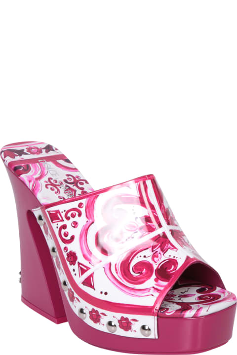 Dolce & Gabbana Sandals for Women Dolce & Gabbana Printed Polished Calfskin Clogs