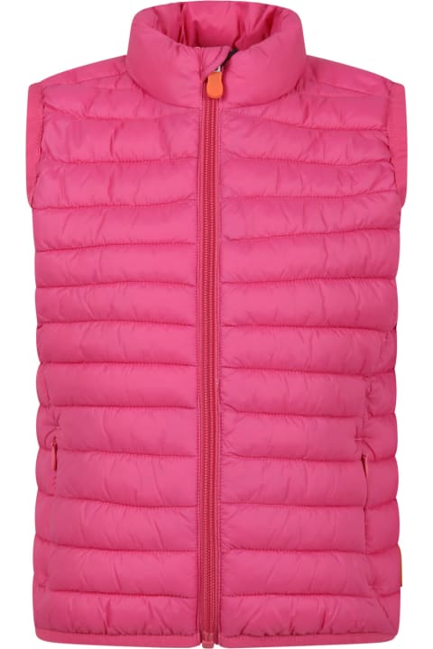 Save the Duck for Kids Save the Duck Pink Dolin Vest For Girl With Iconic Logo