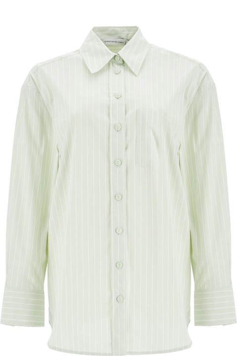 Christopher Esber Topwear for Women Christopher Esber Mint Green Cotton Shirt With White Stripes