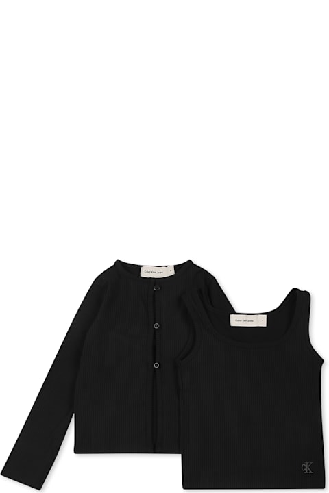 Calvin Klein for Kids Calvin Klein Black Cardigan Set For Girl With Monogram