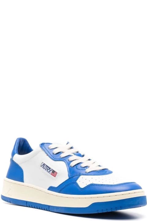 Shoes for Men Autry Blue And White 'medalist' Low Top Sneakers In Cow Leather
