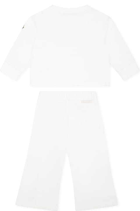 Bodysuits & Sets for Baby Boys Moncler White Suit For Baby Girl With Logo