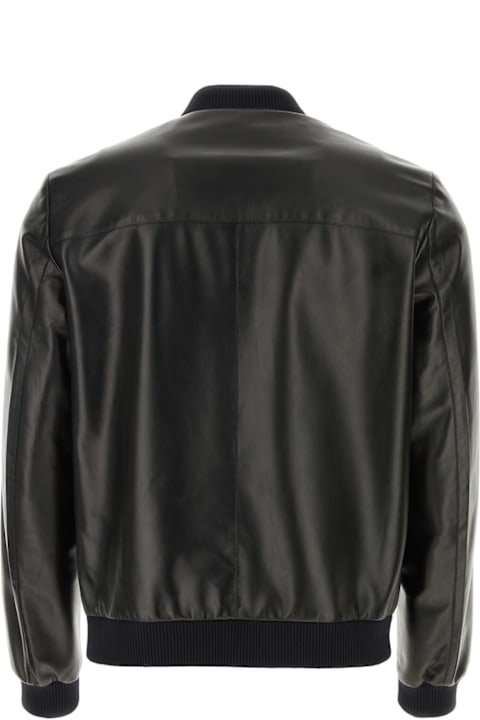 Prada لـ Men Prada Black Nappa Leather Reversible Bomber Jacket