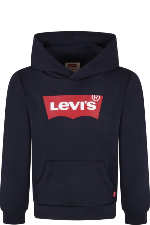 ボーイズ Levi'sのニットウェア＆スウェットシャツ Levi's Blue Sweatshirt For Kids With White Logo