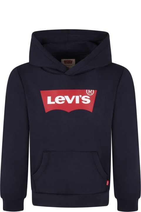 أدوات منزلية Levi's Blue Sweatshirt For Kids With White Logo
