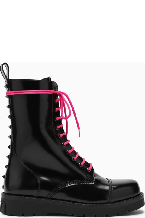 Black Leather Combact Boot