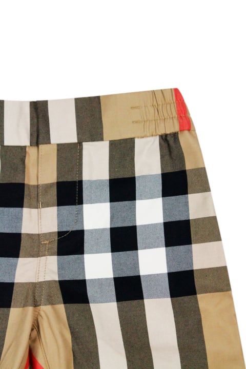 Sale for Boys Burberry Cotton Jersey Shorts With Elasticated Waist And Front Welt Pockets And Classic Check Back Pockets