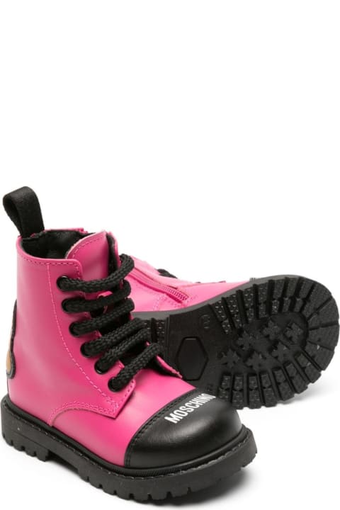 Moschino for Kids Moschino Combat Boots With Teddy Application