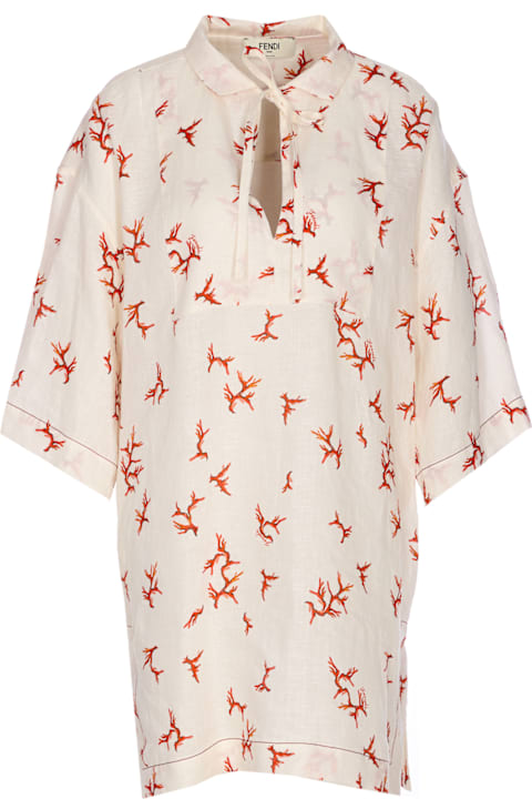 Topwear for Women Fendi Allover Coral Print Shirt
