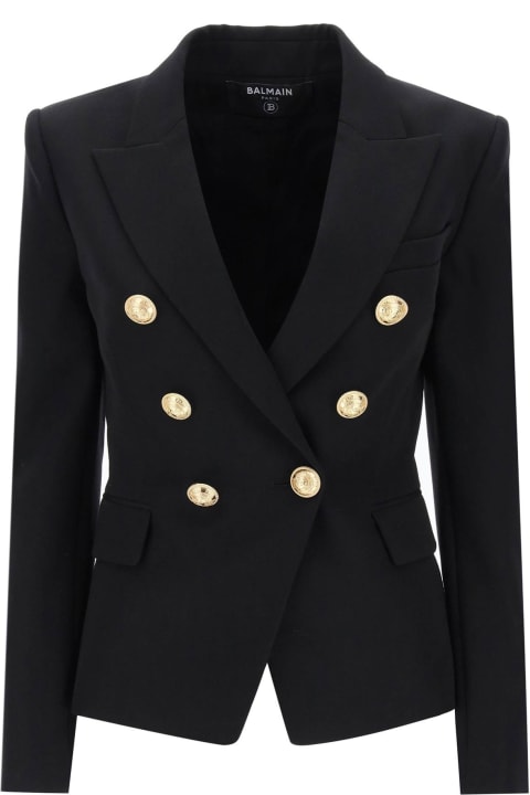 Balmain Coats & Jackets for Women Balmain Grain De Poudre Double-breasted Jacket