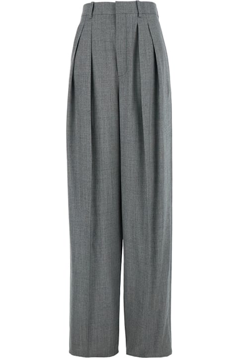 Saint Laurent Pants & Shorts for Women Saint Laurent Grey Pants With Pences And Belt Loops In Wool Woman