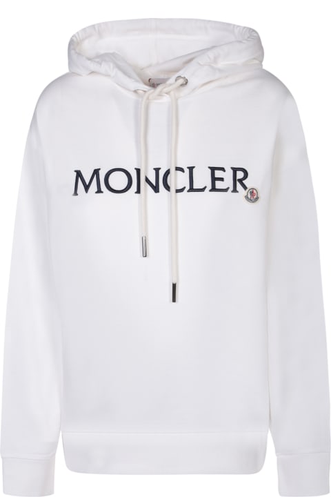 Moncler Clothing for Women Moncler White Hoodie With Embroidered Lettering Logo