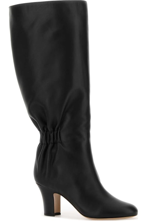 Ferragamo Black Leather Jannette 70 Boots