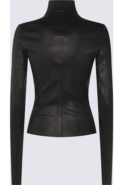 Rick Owens معاطف وجواكت لـ السيدات Rick Owens Black Leather Jacket