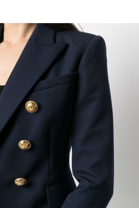 Balmain Coats & Jackets for Women Balmain Double-breasted Blue Viscose Blazer