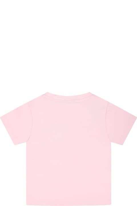T-Shirts & Polo Shirts for Baby Girls Balmain Pink T-shirt For Baby Girl With Logo