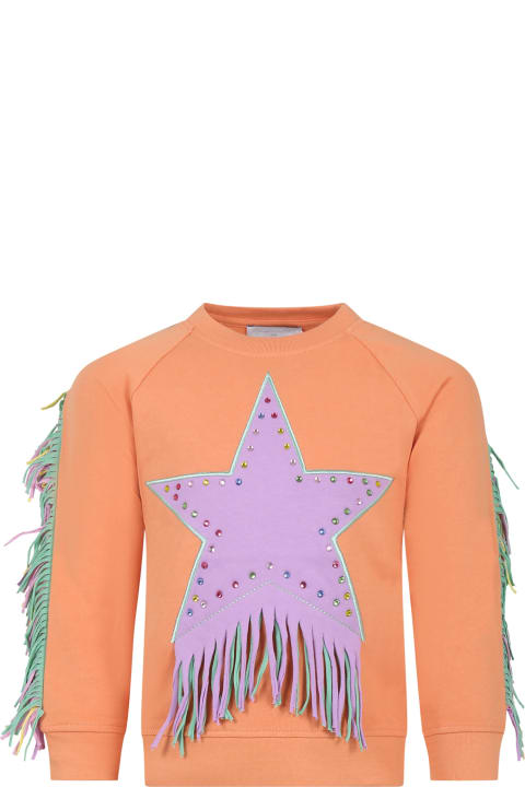 Orange Sweatshirt For Girl With Star