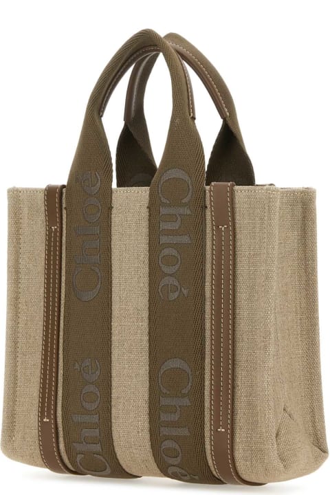 Chloé Bags for Women Chloé Multicolor Linen Small Woody Shopping Bag