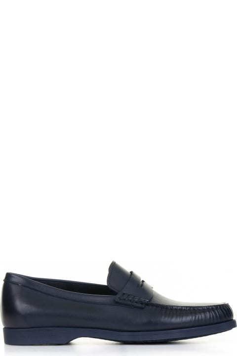 メンズ Fratelli Rossettiのシューズ Fratelli Rossetti Navy Blue Leather Loafer