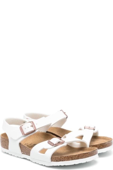 Birkenstock for Kids Birkenstock 'rio' White Flat Sandals With Double Strap In Faux Leather Girl