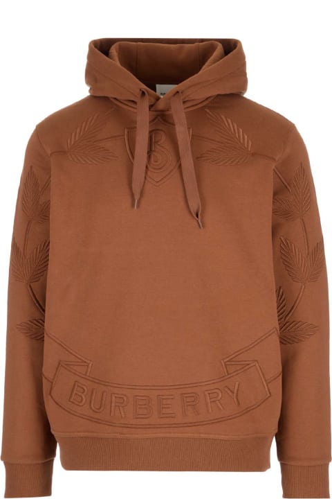 Burberry Men Burberry Brown Hoodie With Embroidered Logo