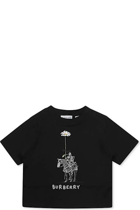 Burberry T-Shirts & Polo Shirts for Baby Boys Burberry Black T-shirt For Baby Kids With Logo And Equestrian Knight