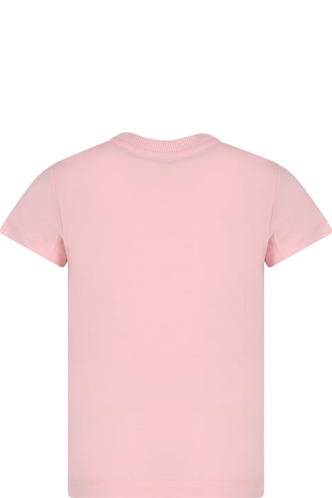 Moschino for Kids Moschino Pink T-shirt For Girl With Teddy Bear And Logo