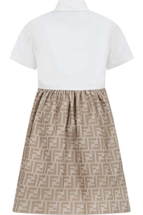 Fendi for Kids Fendi Multicolor Dress For Girl With Iconic Ff