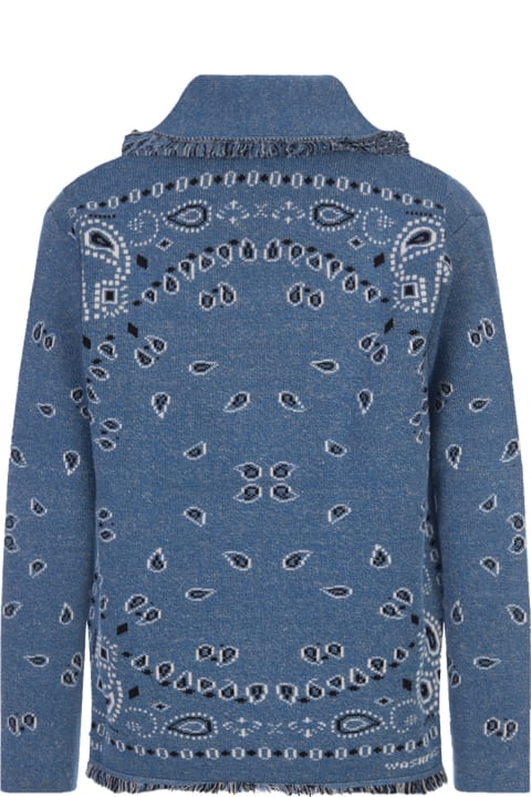 Alanui Sweaters for Men Alanui Blue Lagoon Jacquard Bandana Cardigan