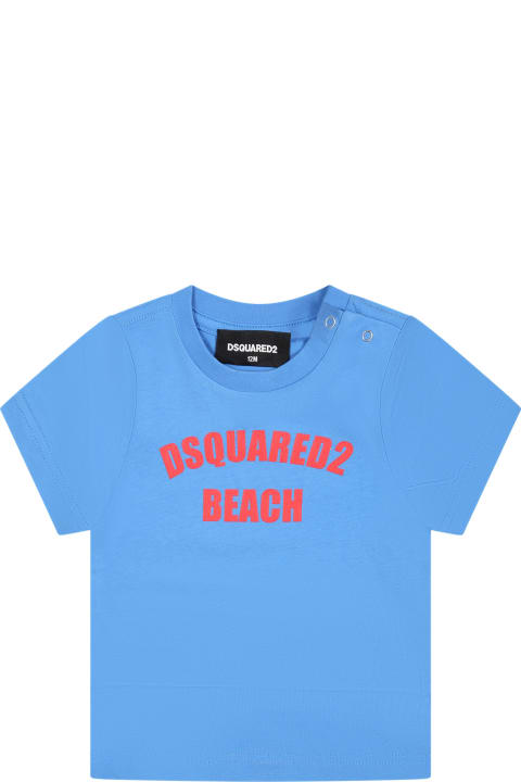 ベビーボーイズ Dsquared2のTシャツ＆ポロシャツ Dsquared2 Light Blue T-shirt For Baby Boy With Logo