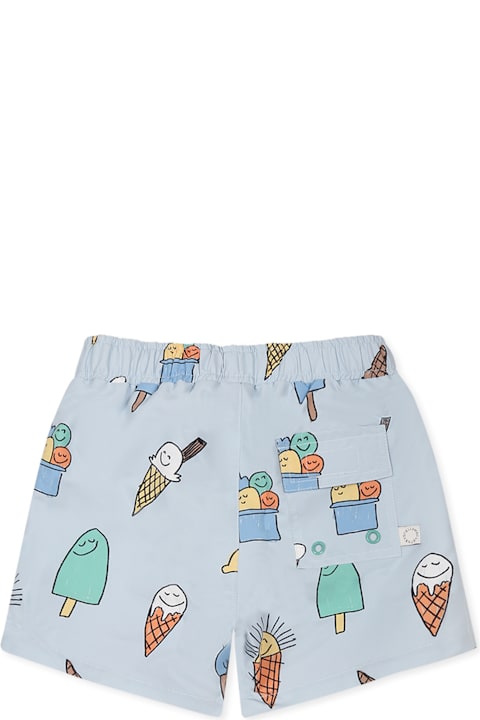 Stella McCartney Kids Swimwear for Baby Girls Stella McCartney Kids Light Blue Swim Shorts For Baby Boy With Ice Cream
