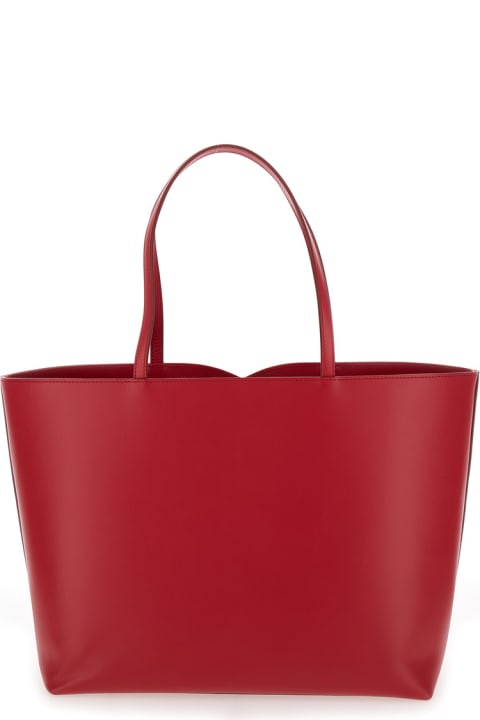 ウィメンズ Dolce & Gabbanaのトートバッグ Dolce & Gabbana 'dg Logo' Red Medium Shopper In Leather Woman