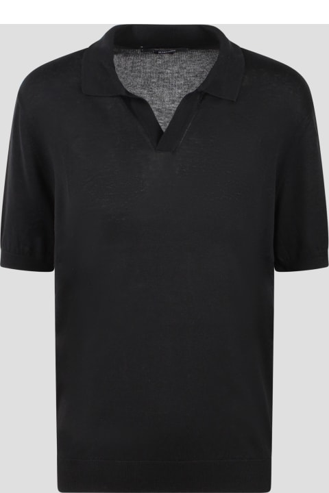 Tagliatore Topwear for Men Tagliatore Open Collar Knitted Polo Shirt