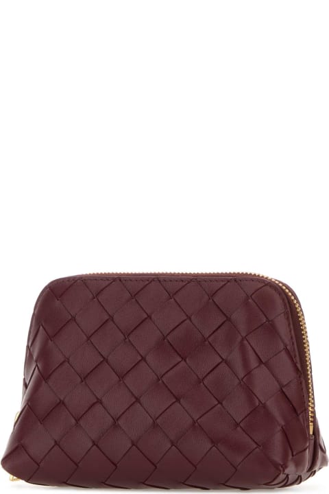 Bottega Veneta Clutches for Women Bottega Veneta Burgundy Leather Beauty Case