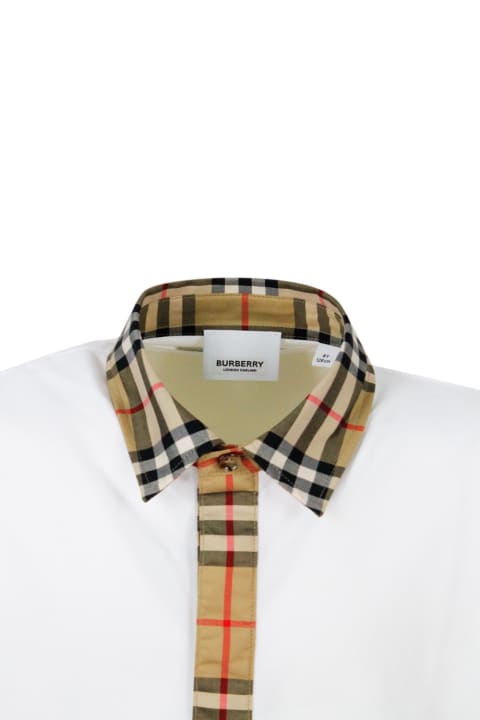 Fashion for Boys Burberry Piqué Cotton Polo Shirt With Classic Check Collar And Front With Side Slits