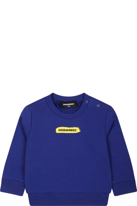 ベビーガールズ Dsquared2のニットウェア＆スウェットシャツ Dsquared2 Light Blue Sweatshirt For Baby Boy With Logo